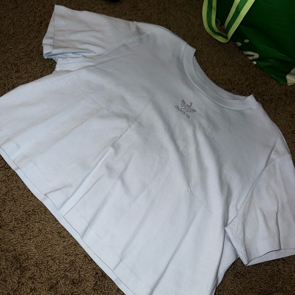 Adidas Women's Light Blue Crop Top